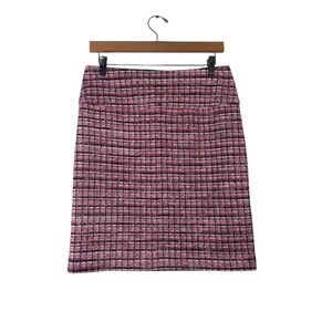 Tahari ASL Tweed Skirt Pencil Pink Lined Zip Career Office Size 4